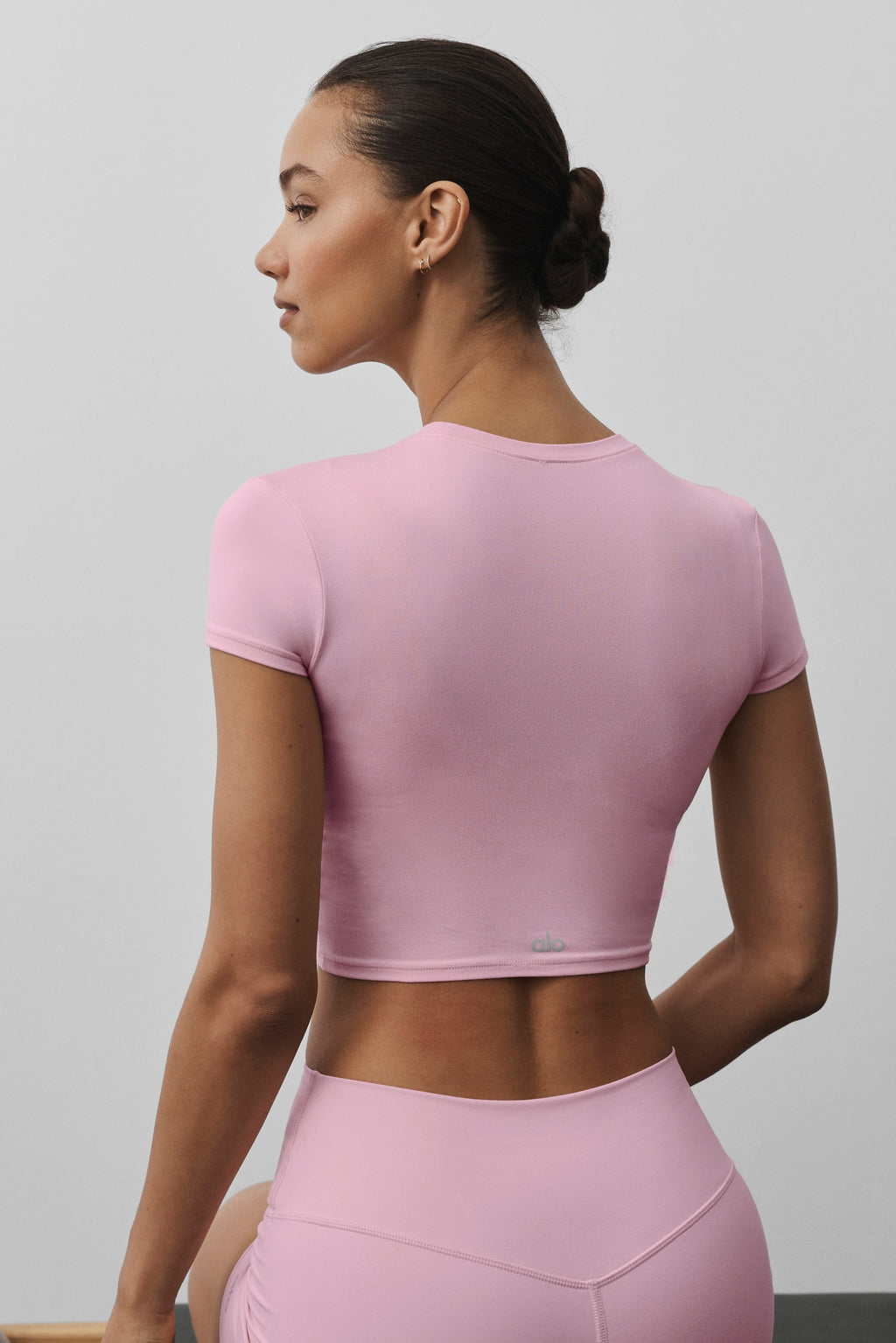 Alosoft Crop Finesse Short Sleeve - Pink Marshmallow