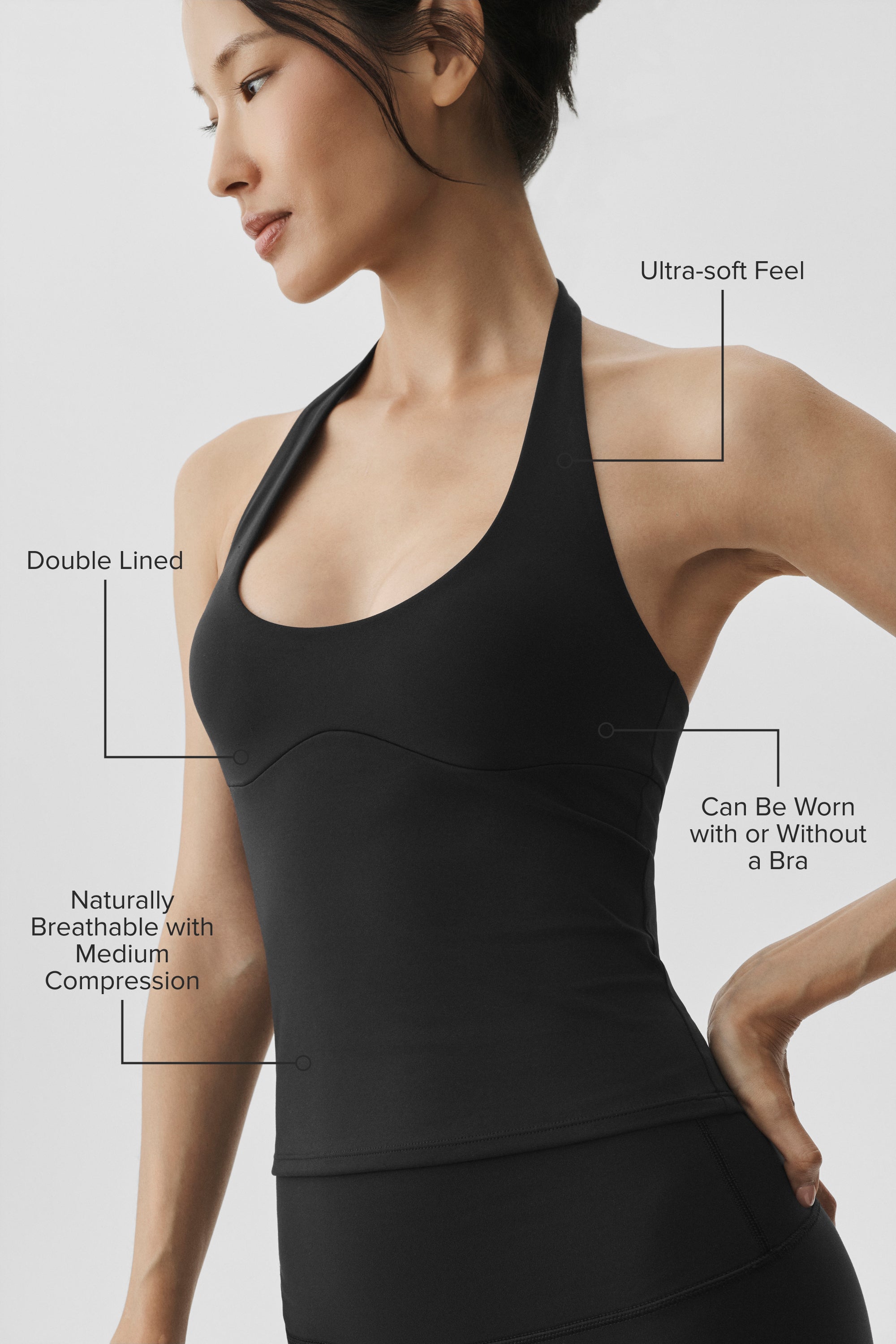 ALO Softsculpt Precision Halter Tank - Black
