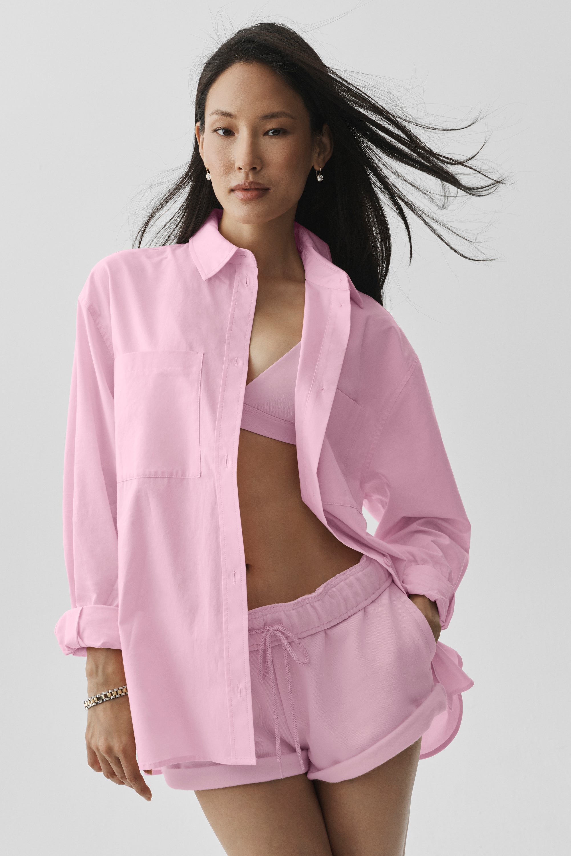 Cotton Real Deal Button Up Long Sleeve - Pink Marshmallow